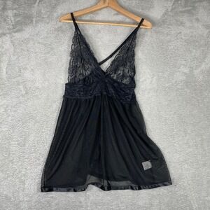 Avidlove Babydoll Lingerie Womens XL Black Lace Mesh Sheer Chemise Nightwear